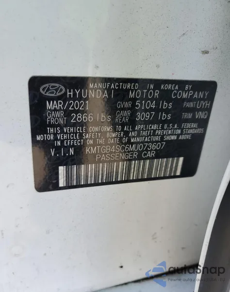 2021 Genesis G80 Base from USA, damaged, VIN KMTGB4SC6MU073607